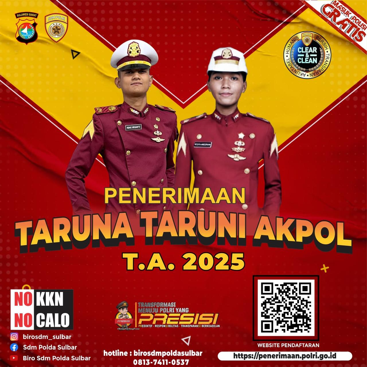 Penerimaan Polri 2025, Karo SDM Polda Sulbar Ajak Pemuda-Pemudi Sulbar Daftar Polisi Gratis
