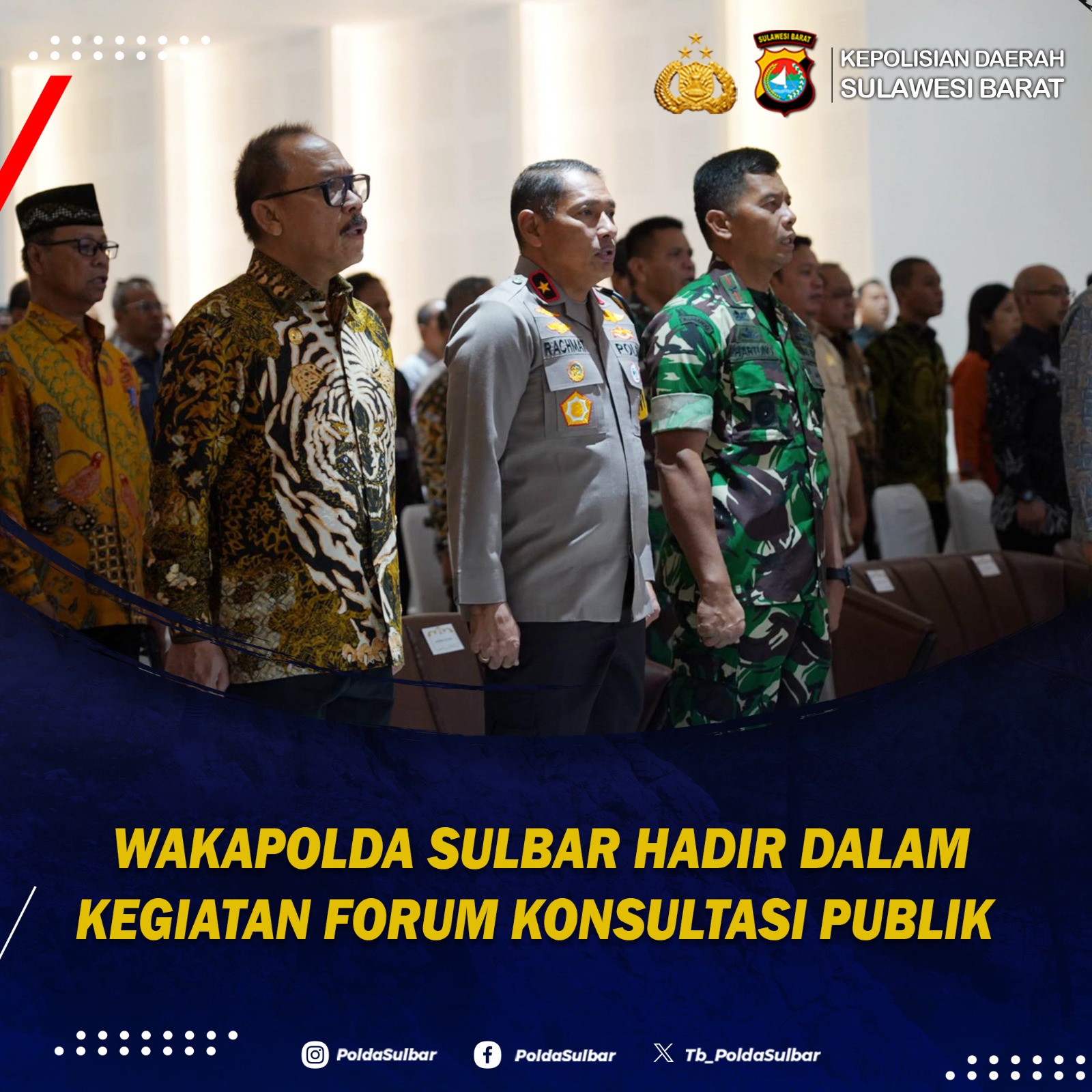 Polda Sulbar Hadiri Forum Konsultasi Publik di Kantor Gubernur, Sinergi Forkopimda Terus Diperkuat